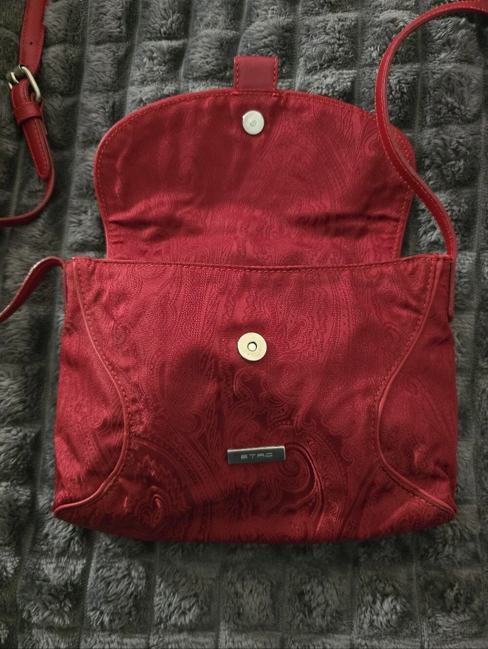 Etro Red Jaquard Crossbody C.O.A. Included EUC - Picture 11 of 16